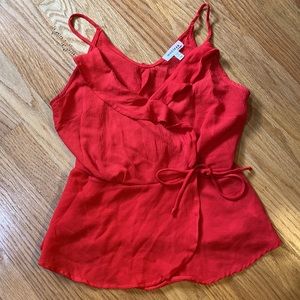 Red, flowy empire blouse